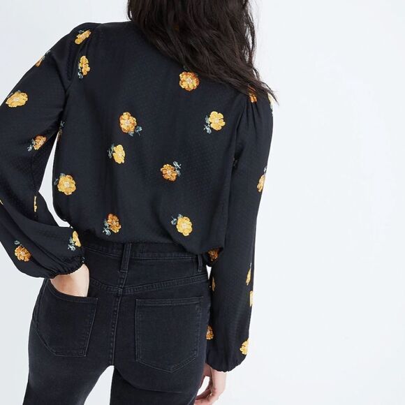 Madewell Floral Bubble-Sleeve Wrap Top XXS - Picture 3 of 9